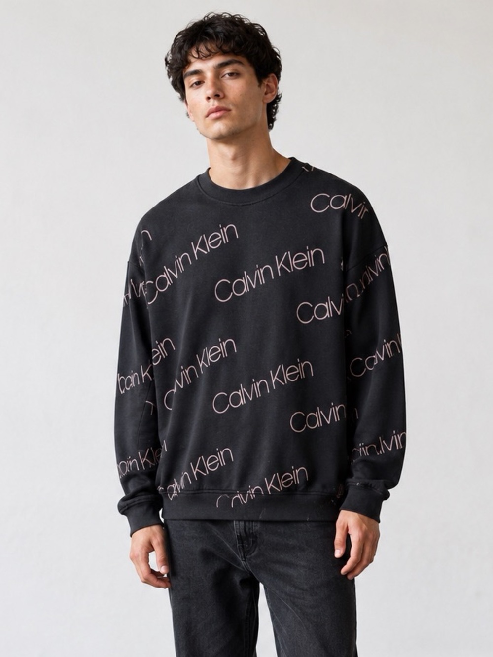 Calvin Klein Black Crewneck Signature Sweatshirt